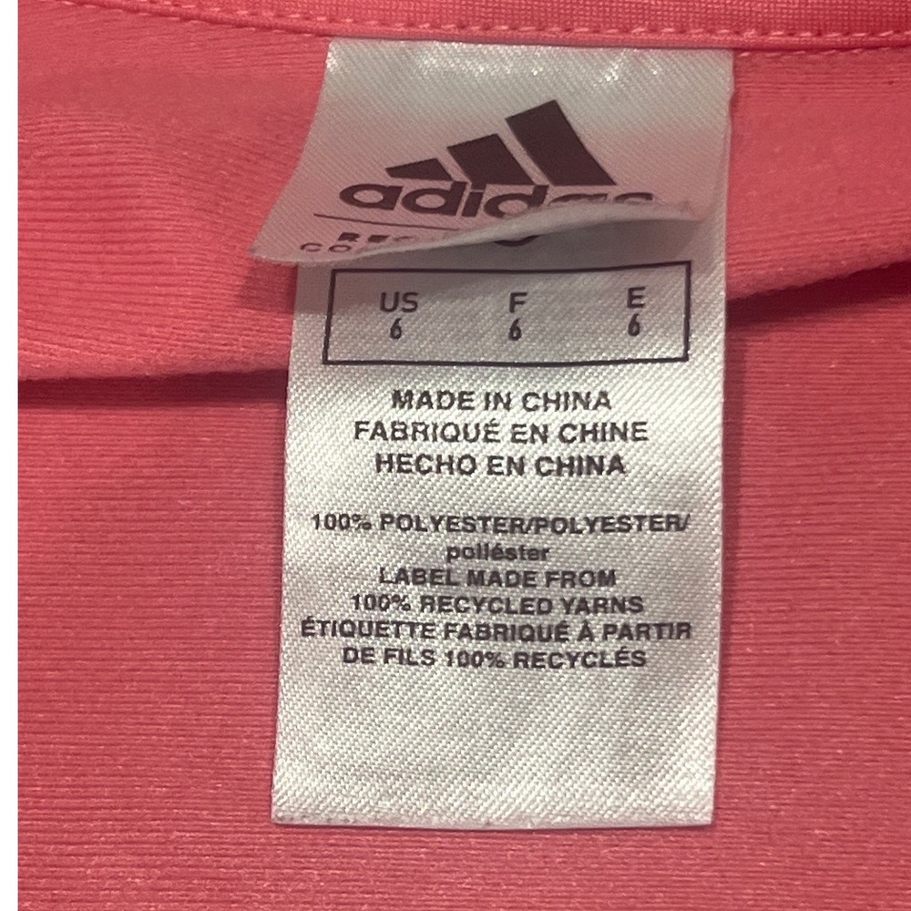 Kids Adidas Track Jacket‎ Coral Pink Full Zip Size 6 Recycled Polyester - Picture 4 of 6